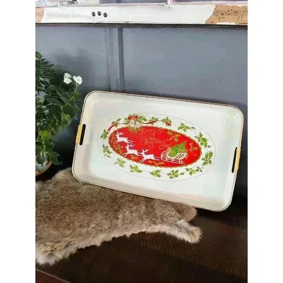 Christmas Lacquer Ware‎ serving Tray trio Holiday | rectangular laquered Japan - Picture 7 of 9